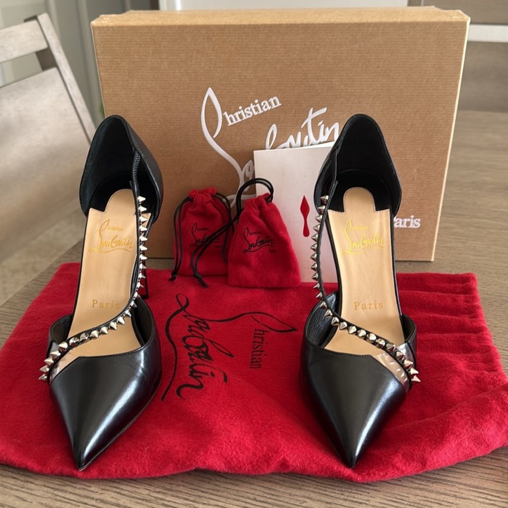 Christian Louboutin Spike Cross 100 Black Pump - Picture 13 of 13